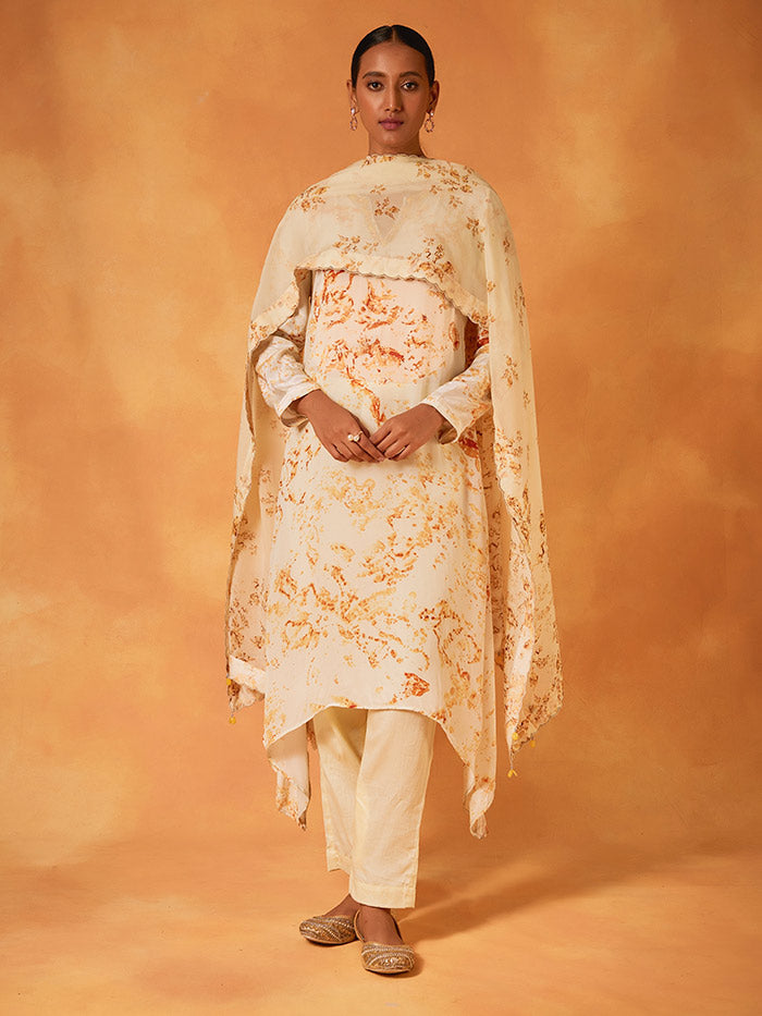 Seraph Kurta Set with Dupatta - Ivory
