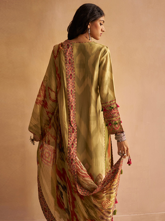 Uma Kurta Set with Dupatta - Olive