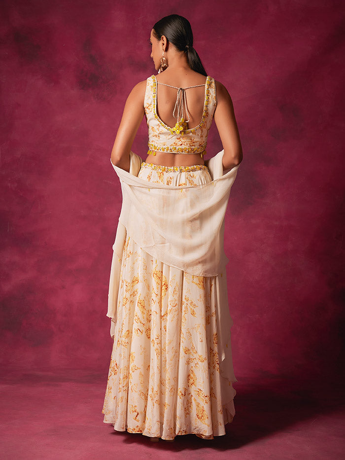 Cornelia Lehenga Set with Cape- Off White
