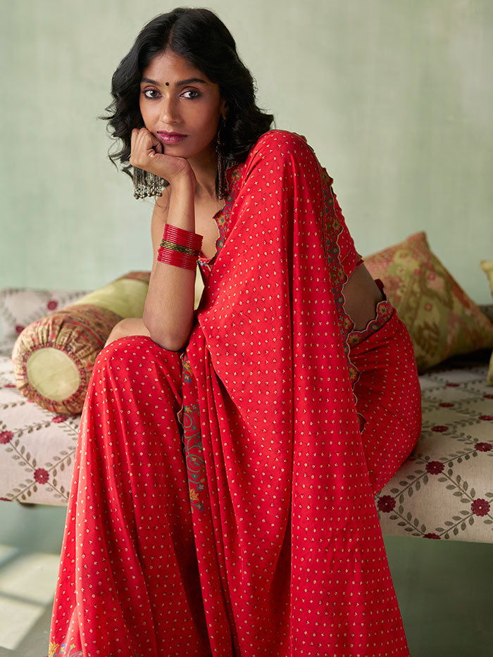 Zeenat Saree - Red