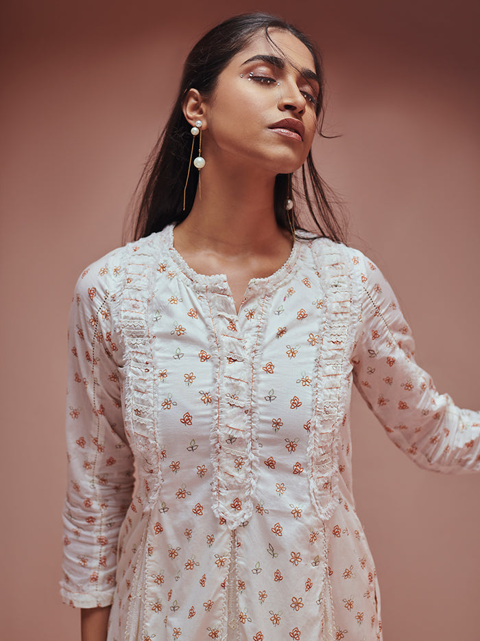 Frozen Off White A-Line Kurta Set