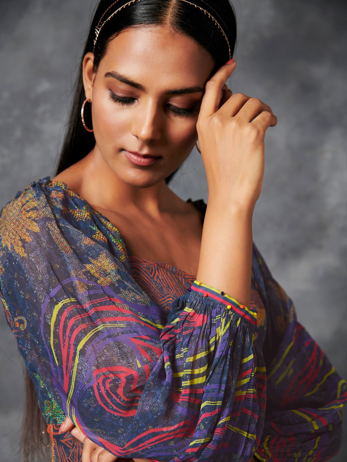 Konyak Deep Blue Long Flared Dress