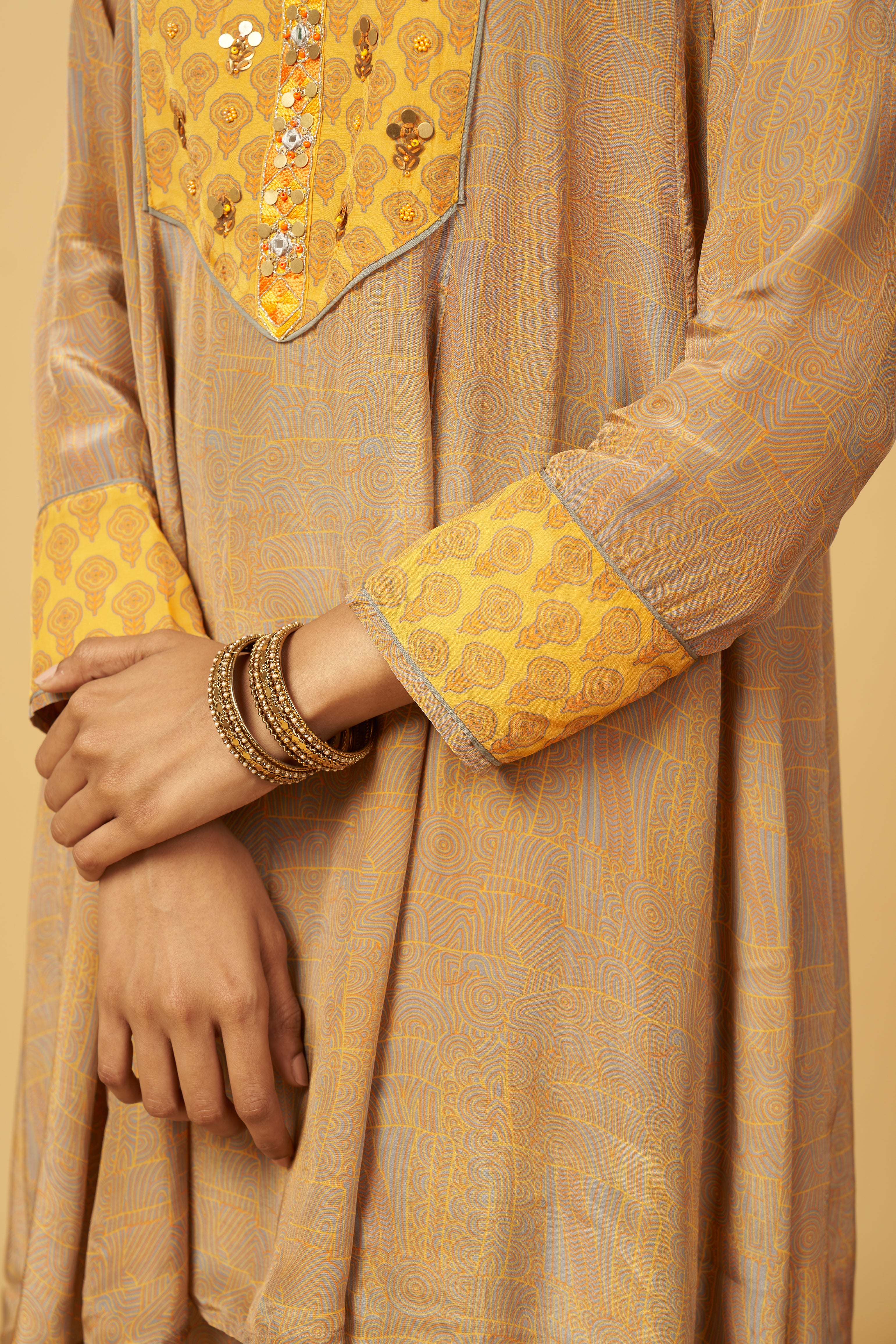 Kavrin Kurta Set with Dupatta - Yellow