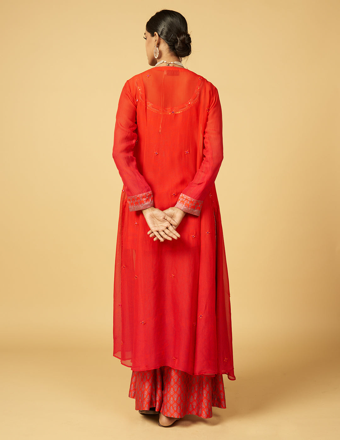 Chirayi Kurta Set with Jacket - Red