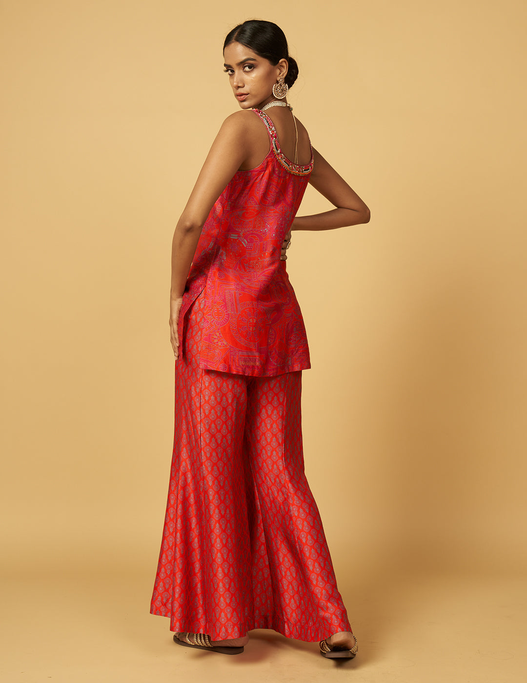 Chirayi Kurta Set with Jacket - Red