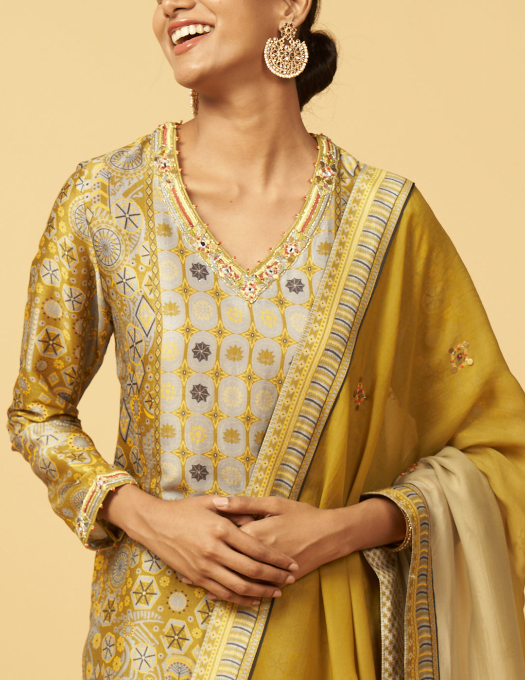 Maurya Kurta Set with Dupatta - Green