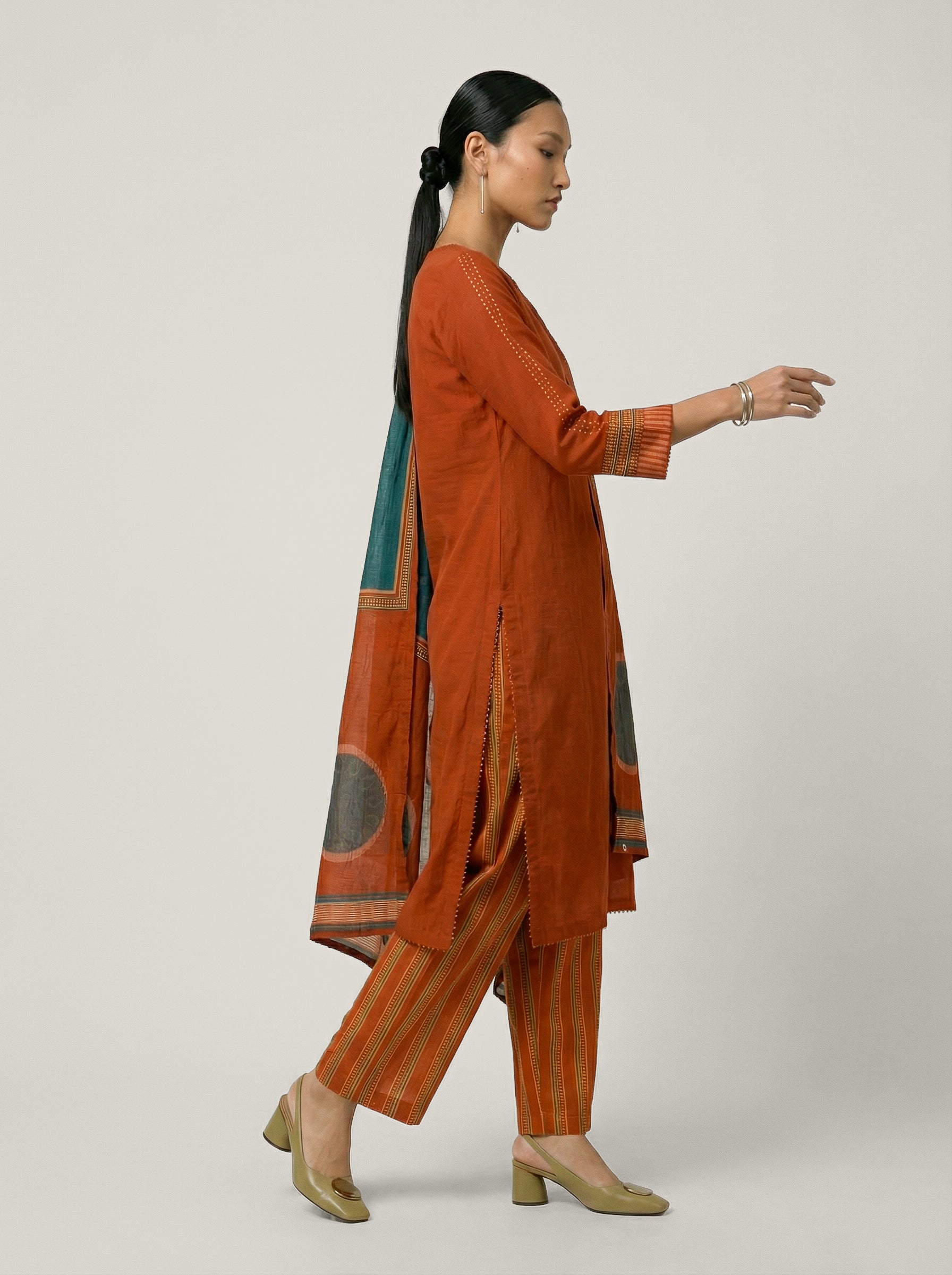 Boardroom Kurta Set - Rust