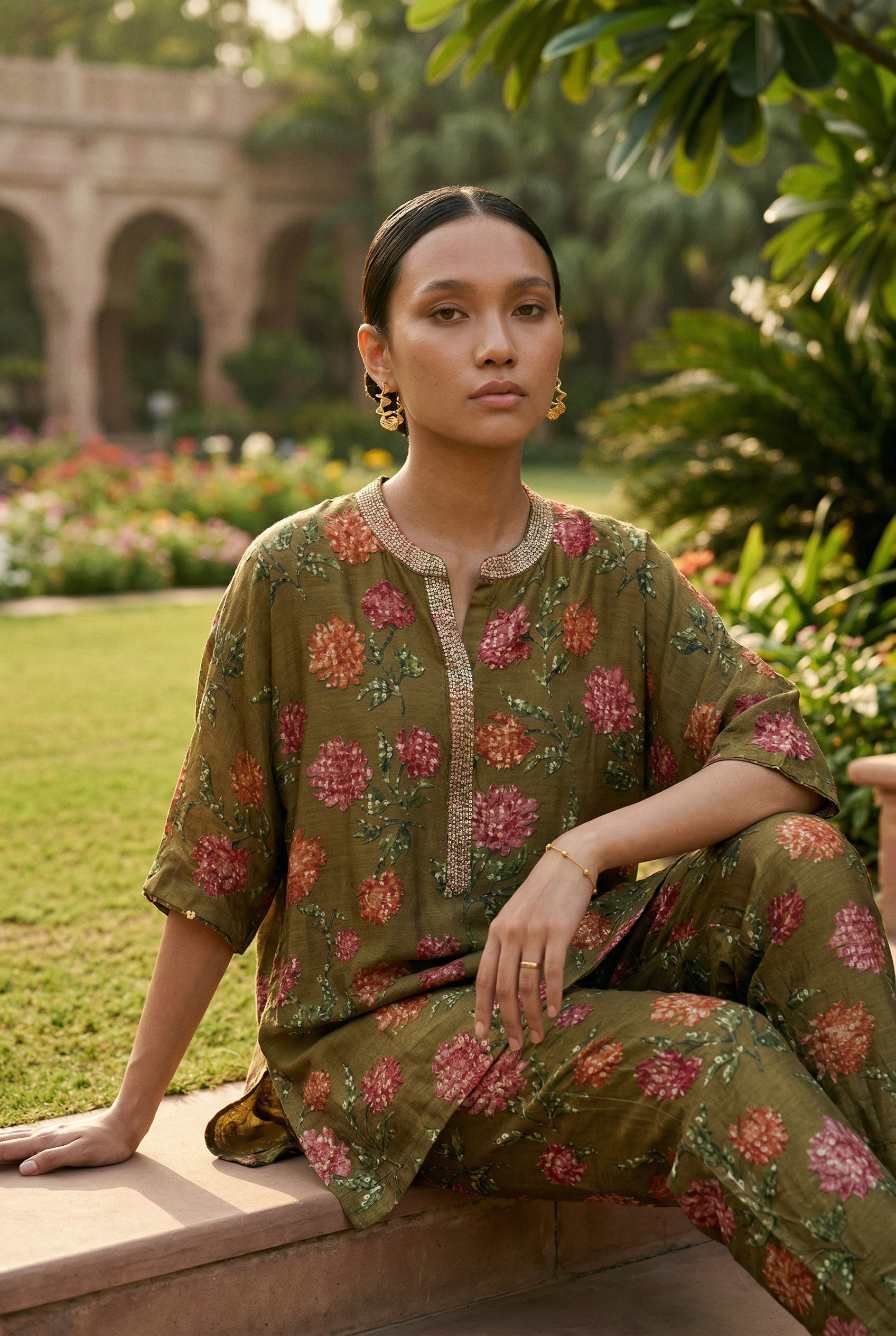 Zareen Kurta Set - Olive