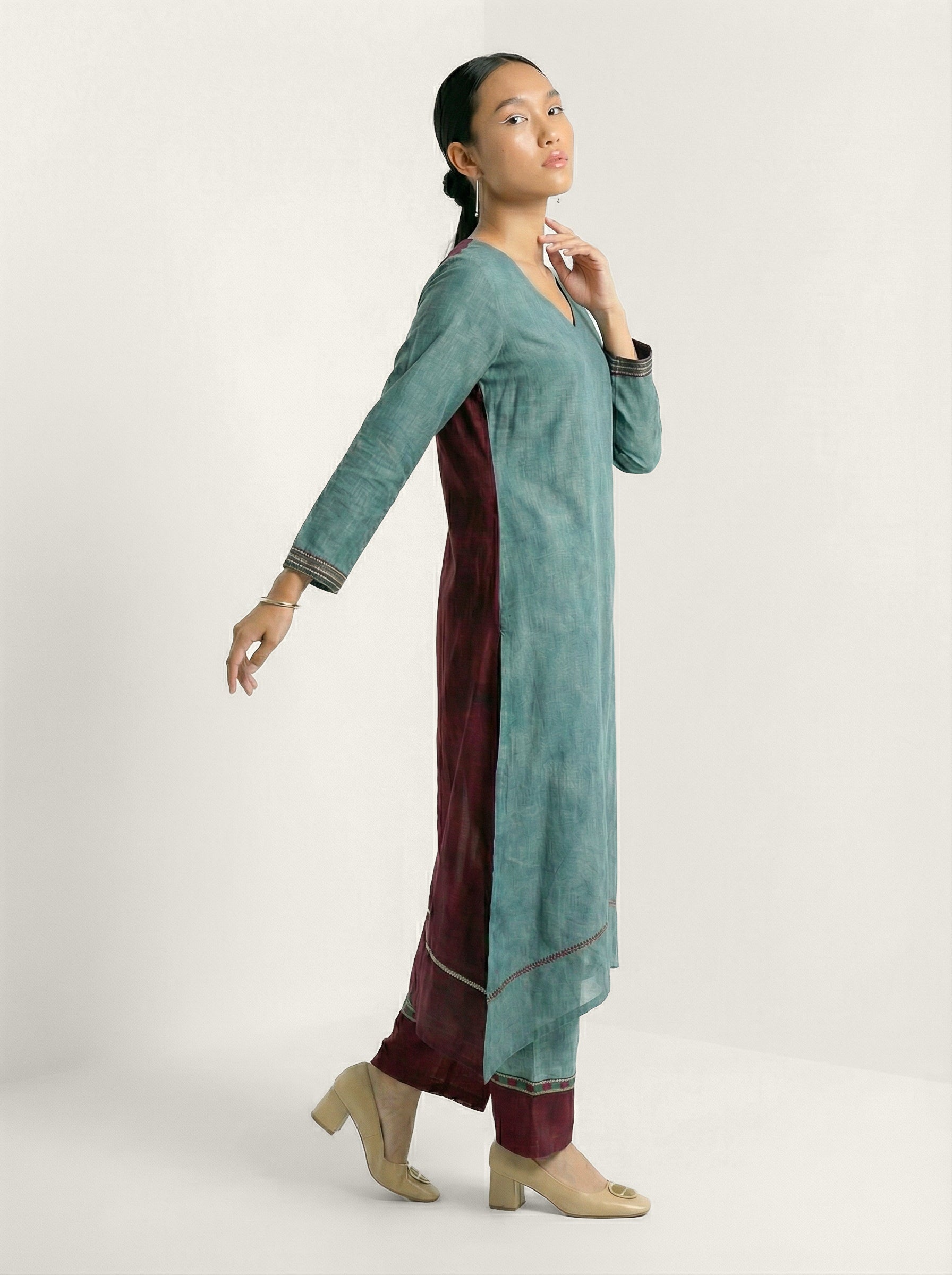 Azure Statement Kurta Set - Blue