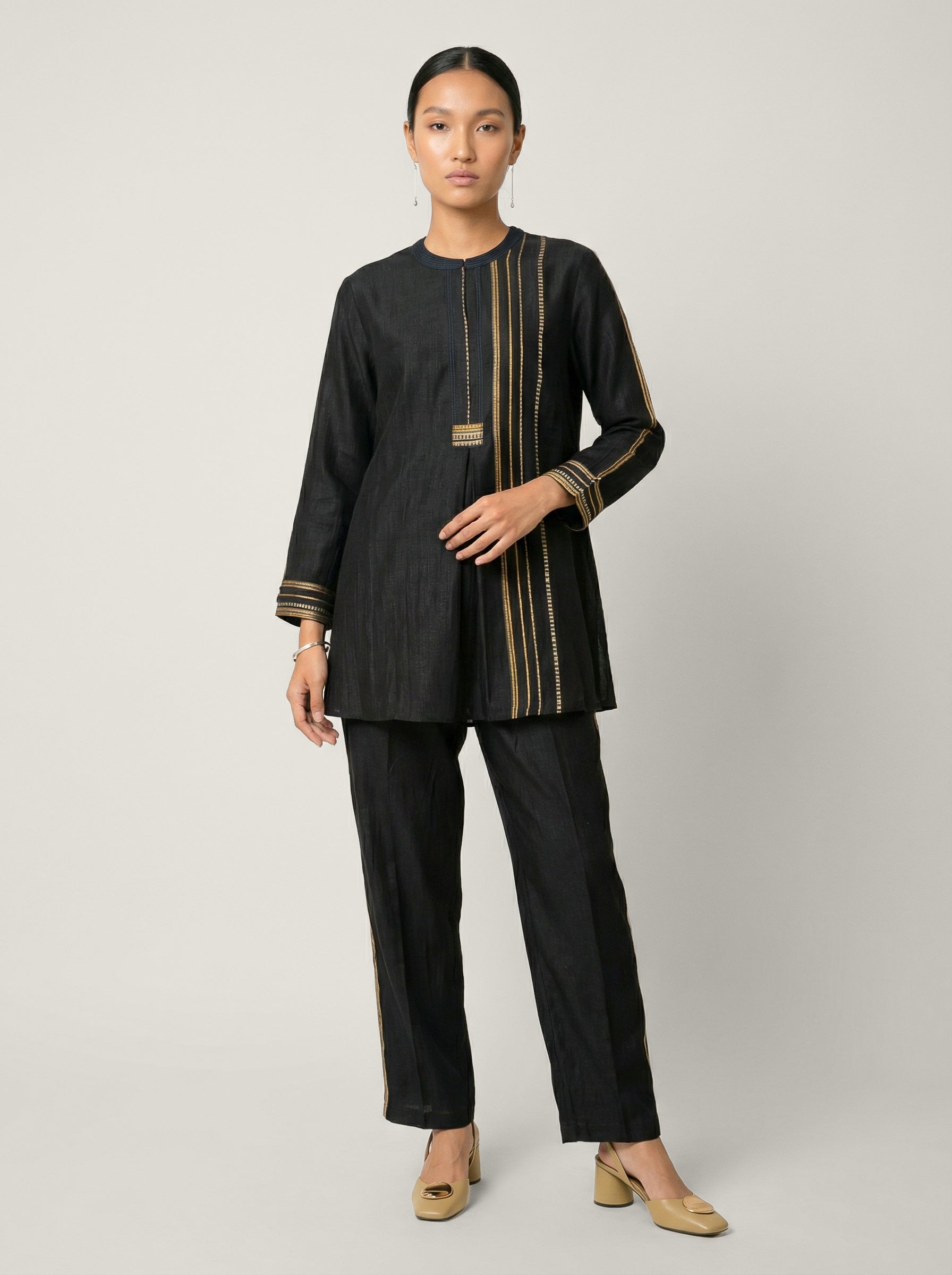 Linen Axis Co-ord Set - Black