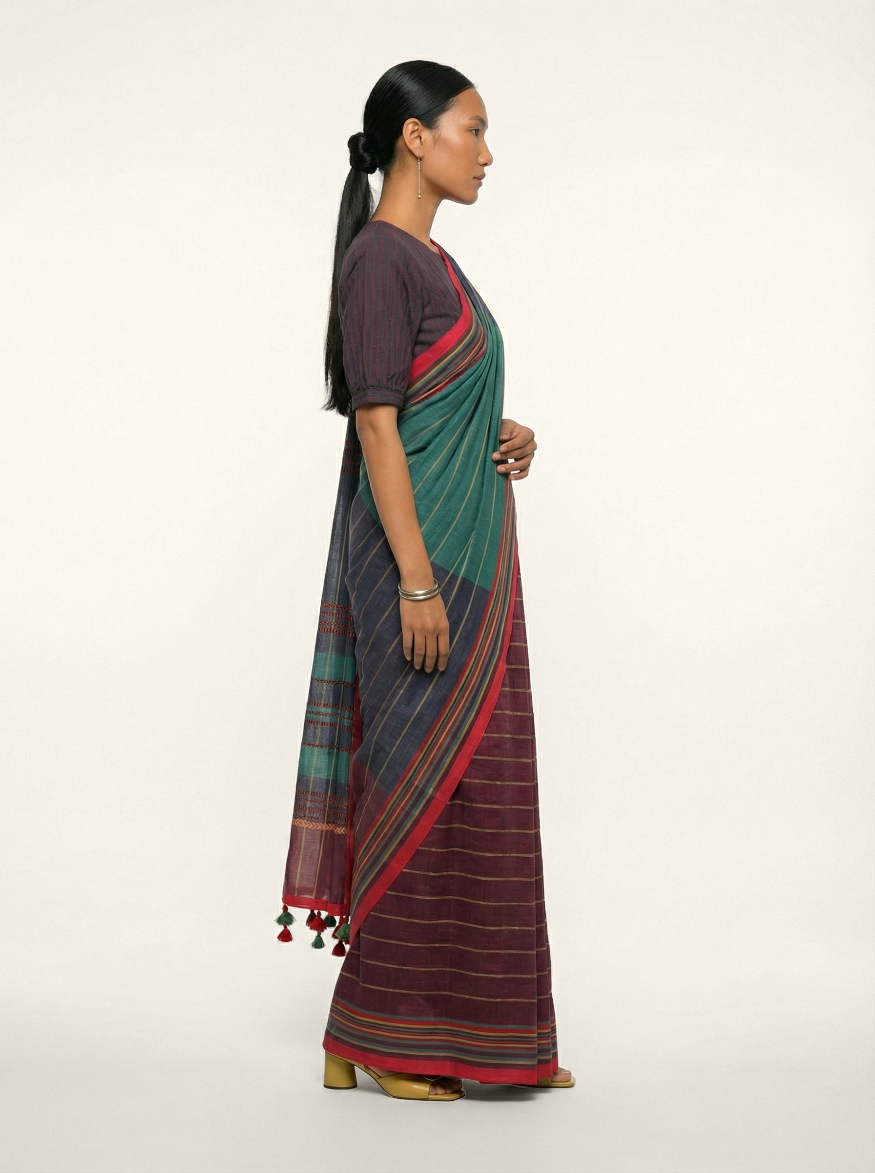 Power Drape Saree - Burgundy