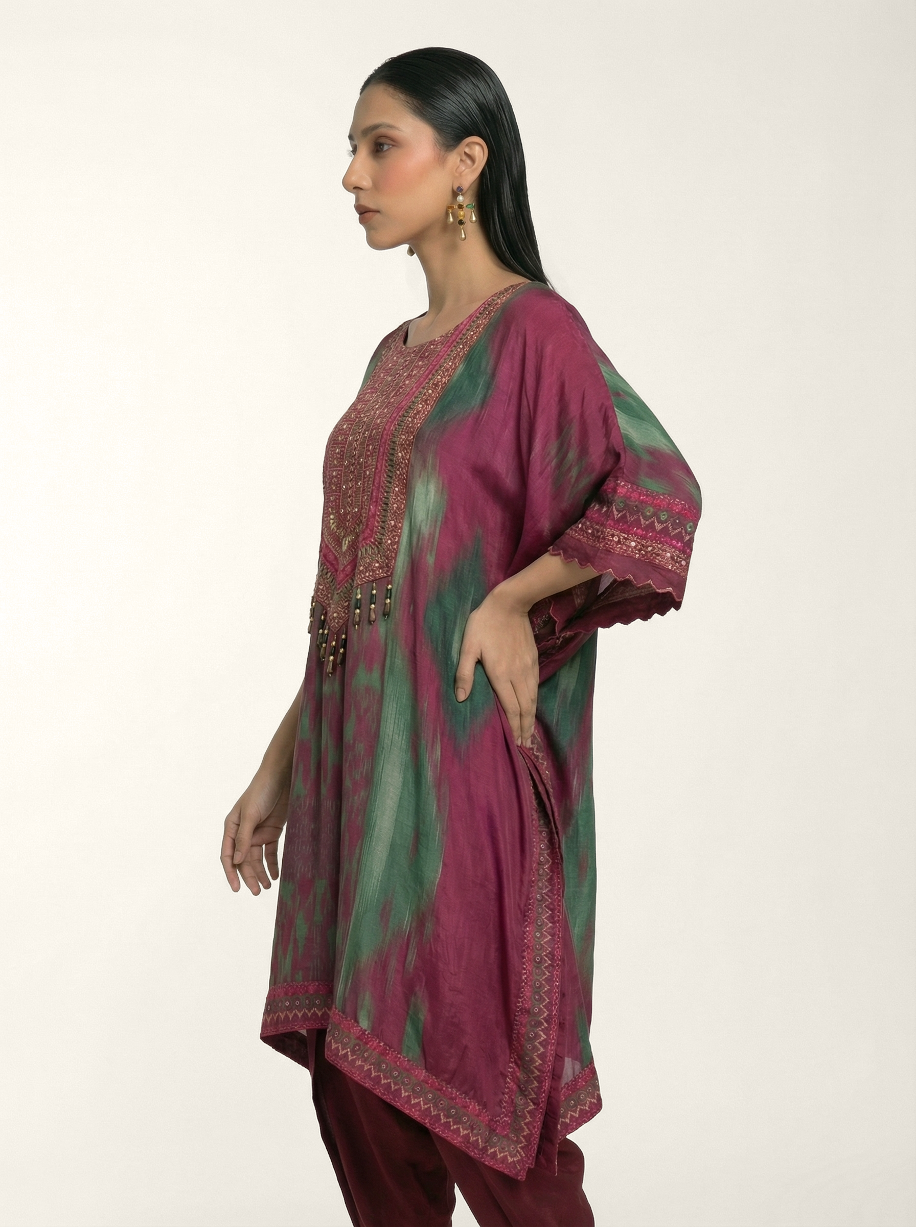 Zariah Kaftan Set - Burgundy
