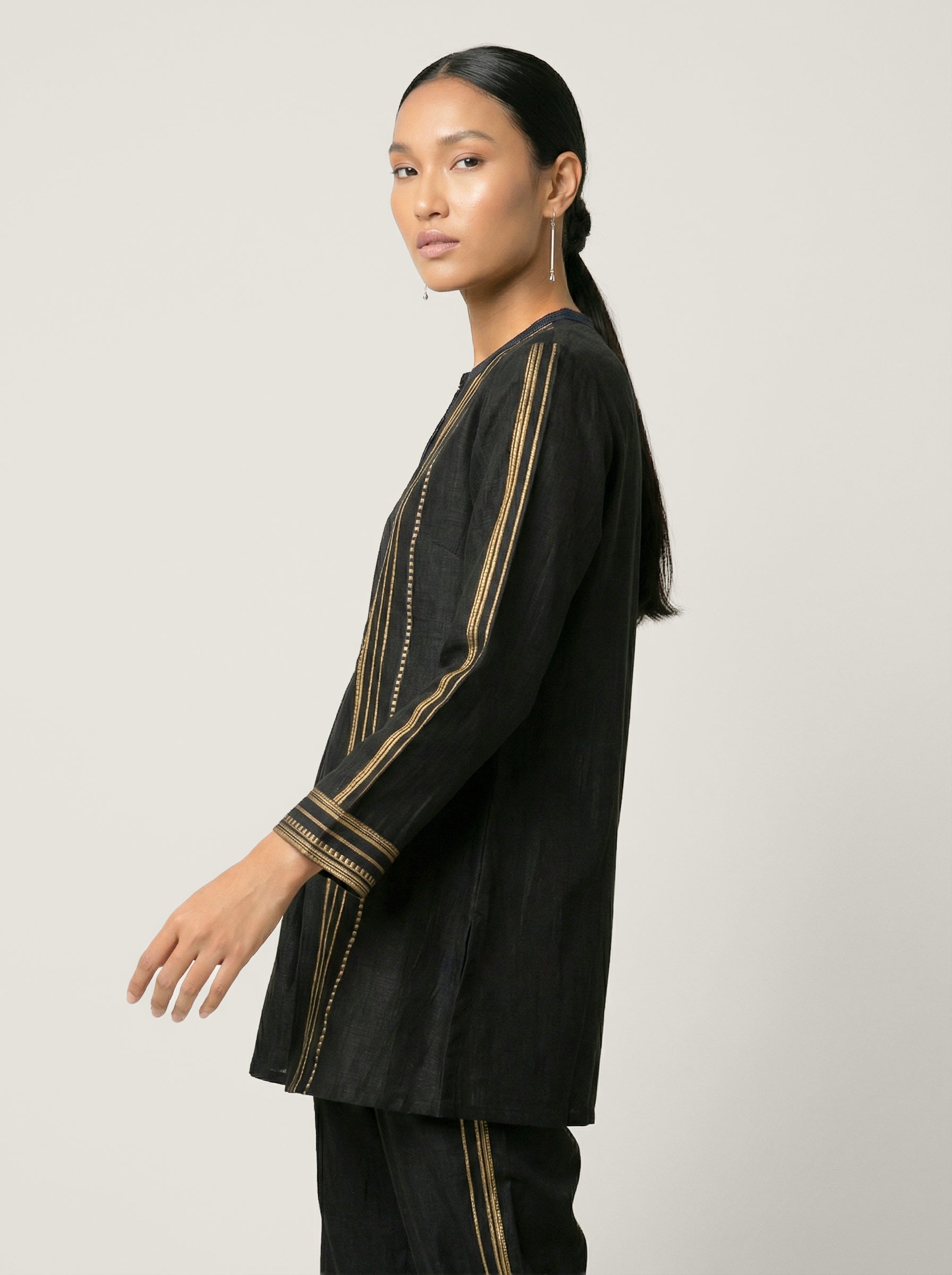 Linen Axis Co-ord Set - Black