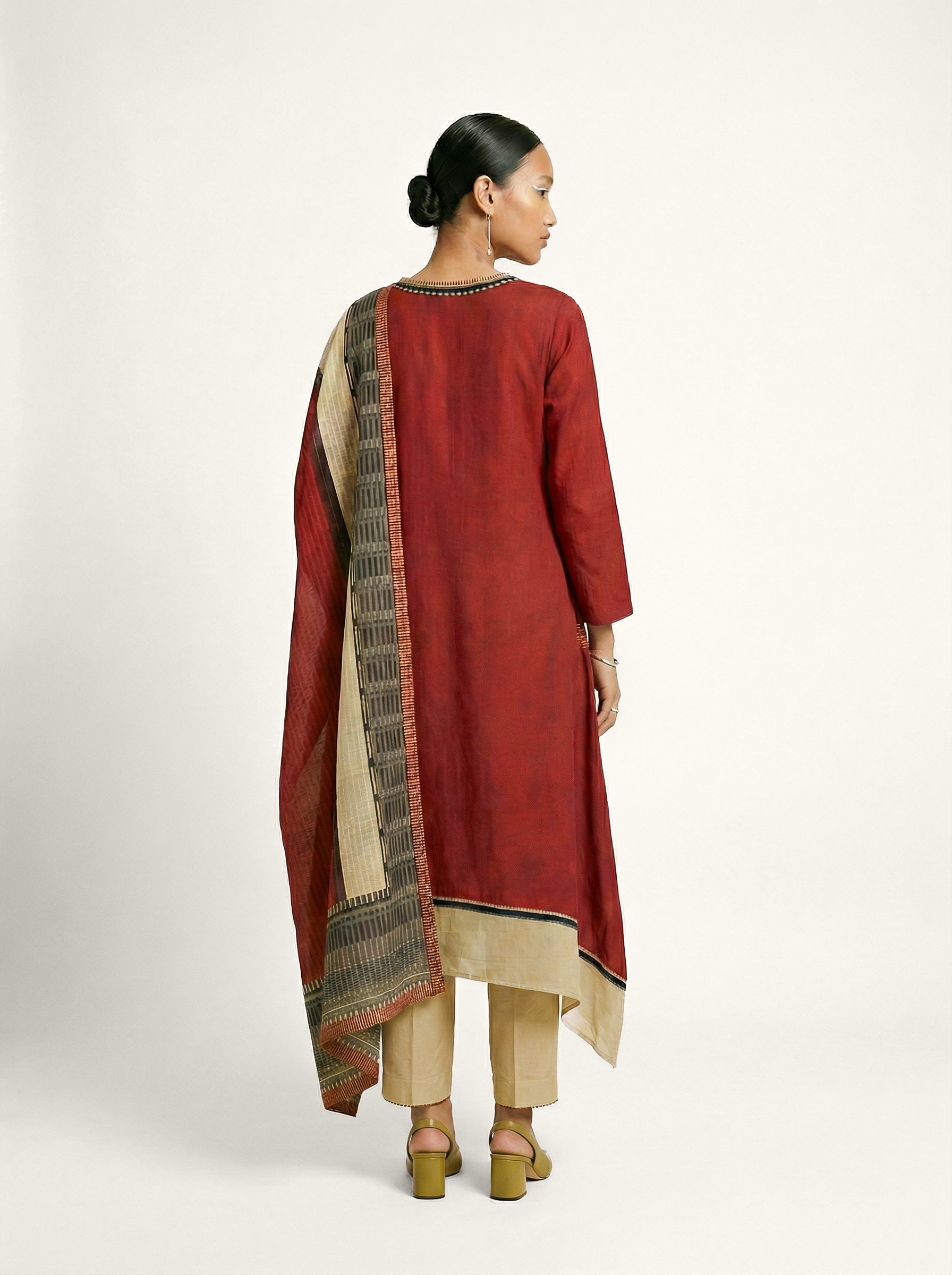 Crimson Brief Kurta Set - Red