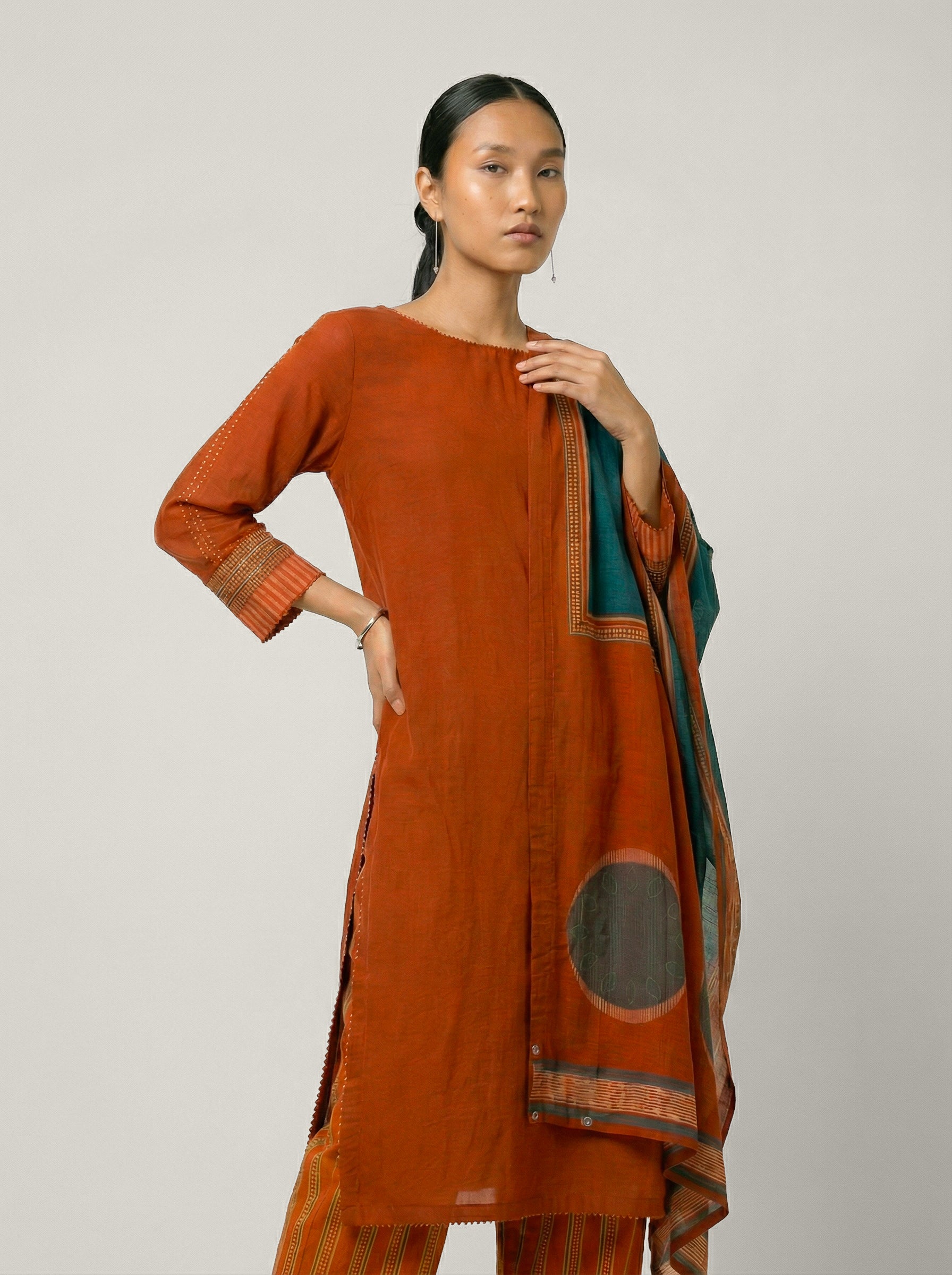 Boardroom Kurta Set - Rust