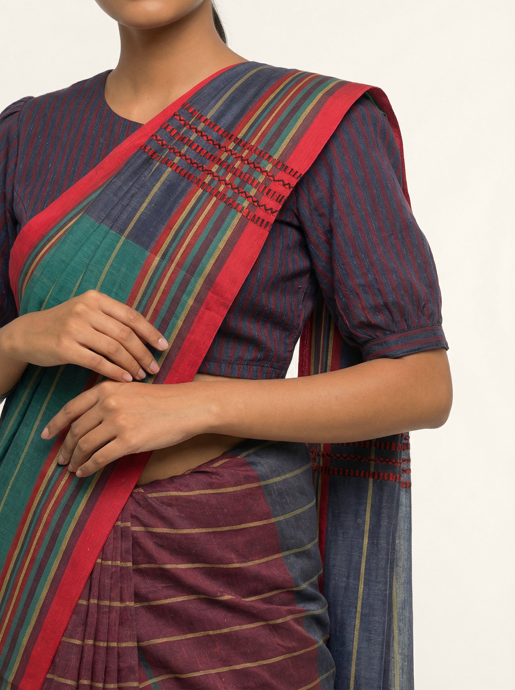 Power Drape Saree - Burgundy