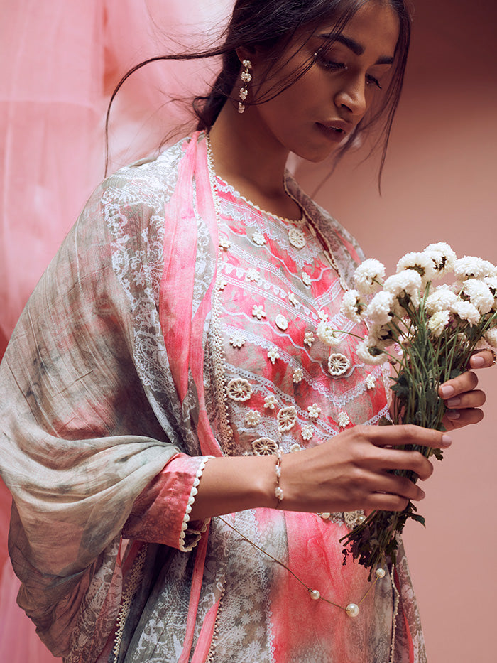 Tulip Kurta Set with Dupatta - Grey