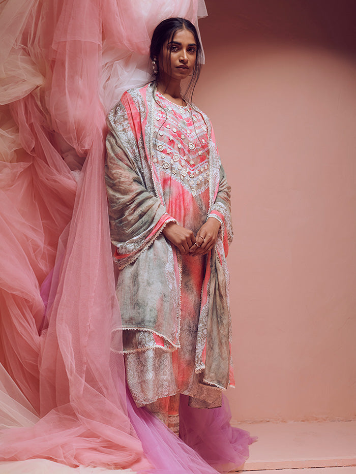 Tulip Kurta Set with Dupatta - Grey