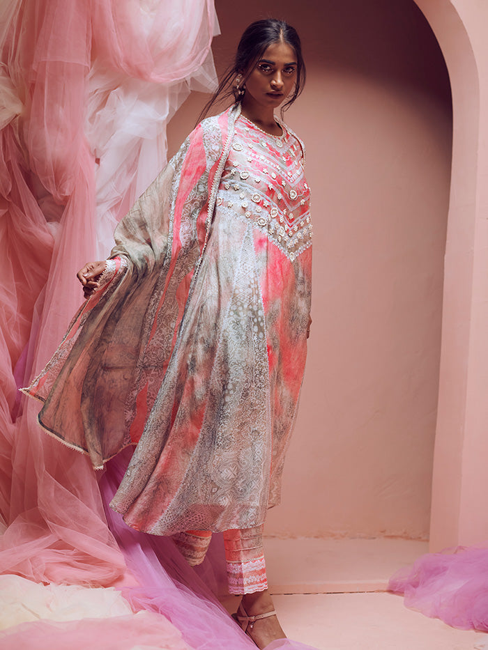 Tulip Kurta Set with Dupatta - Grey