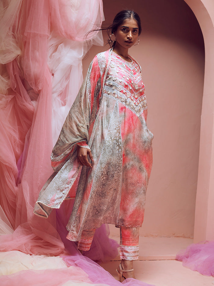 Tulip Kurta Set with Dupatta - Grey