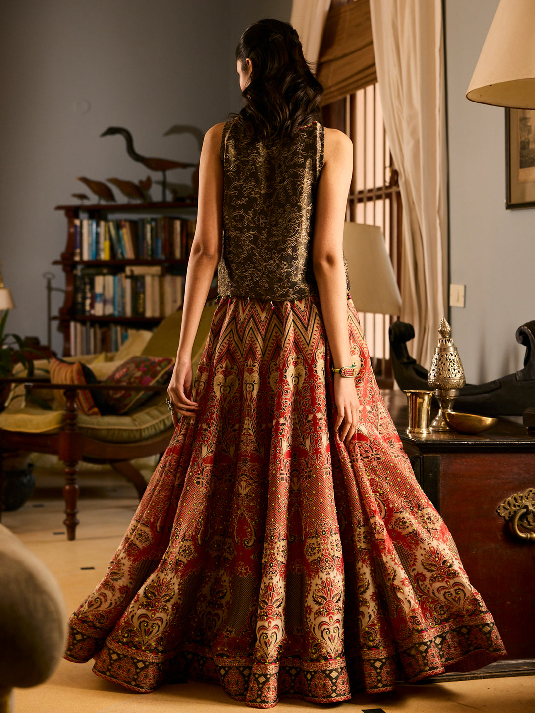 Tala Lehenga Set - Red & Black