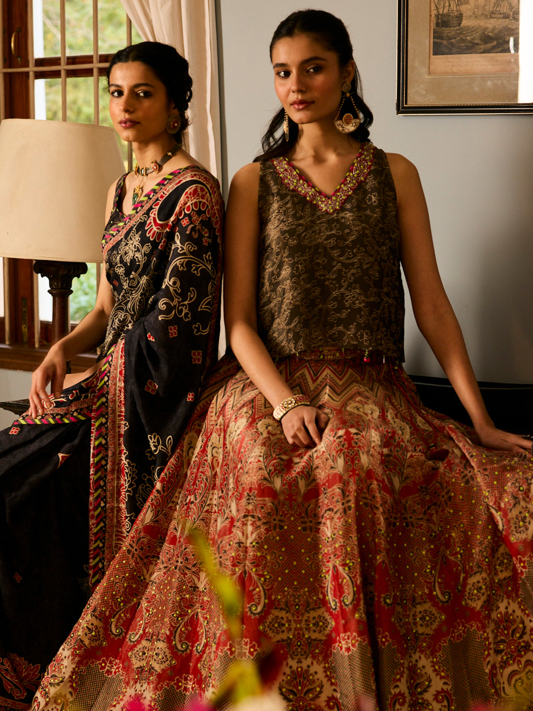 Tala Lehenga Set - Red & Black