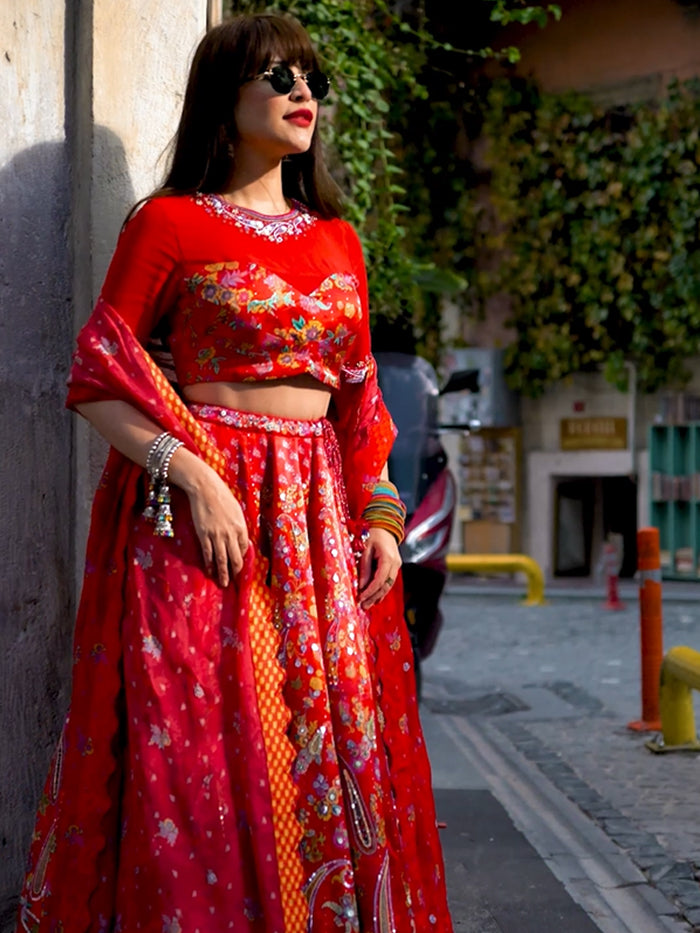 Amarisa Lehenga Set - Red