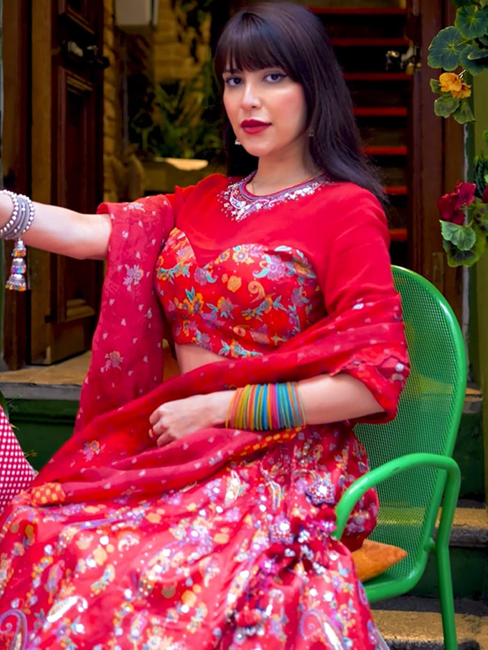 Amarisa Lehenga Set - Red