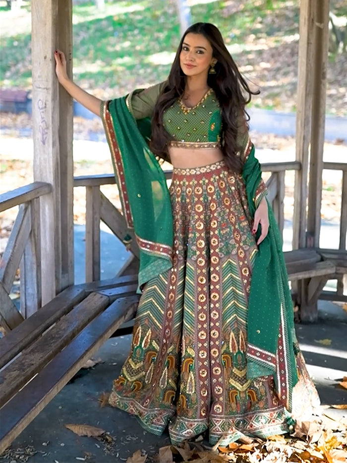 Harini Lehenga Set - Green