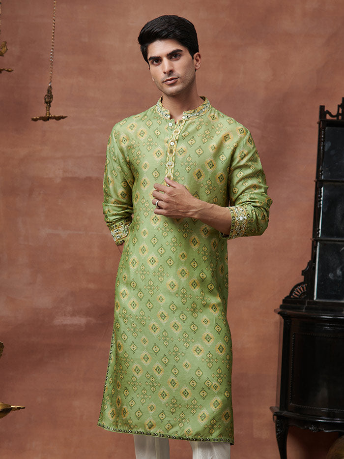 Sage Green Printed Kurta | Shop Saundh Man