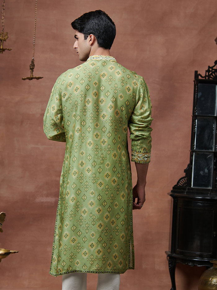 Sage Green Printed Kurta | Shop Saundh Man