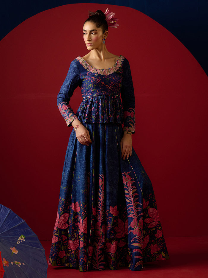 Nomi Lehenga Set - Blue