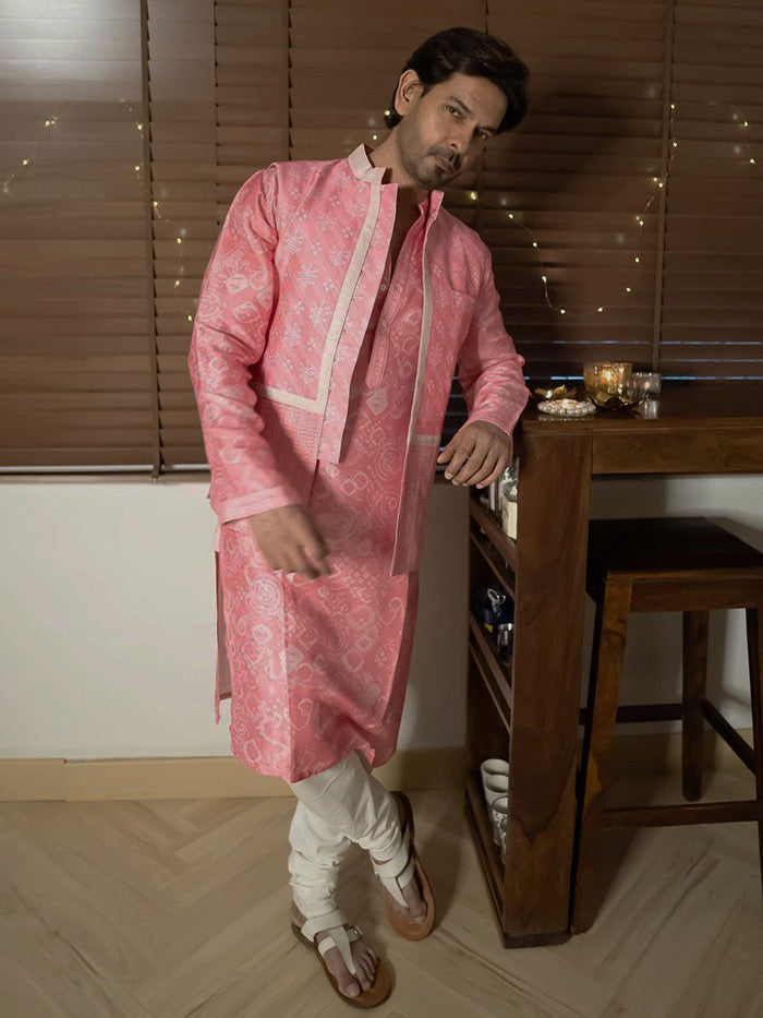 Blush Pink Bandhani Printed Kurta | Shop Saundh Man