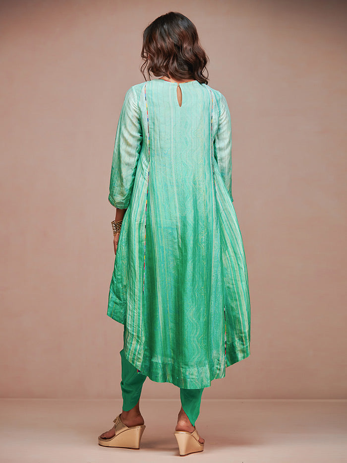 Ombre Kurta Set with Dupatta - Green