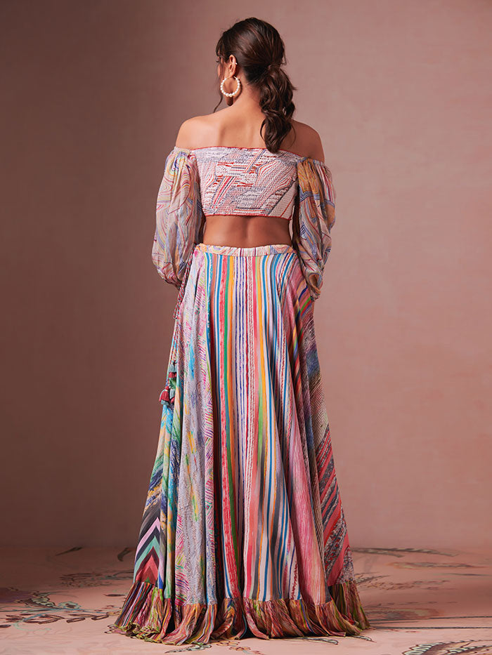 Geode Lehenga Set - Sky Blue