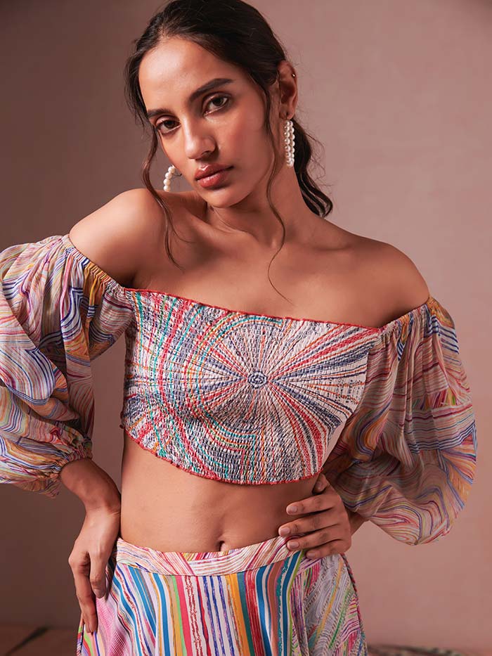 Geode Lehenga Set - Sky Blue