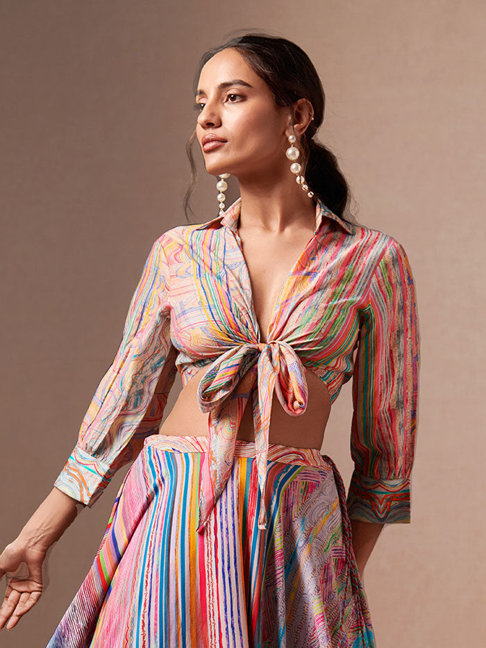 Geode Tie-up Shirt – Pink