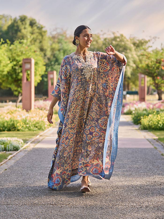 Zuhr Printed Kaftan | Shop Saundh
