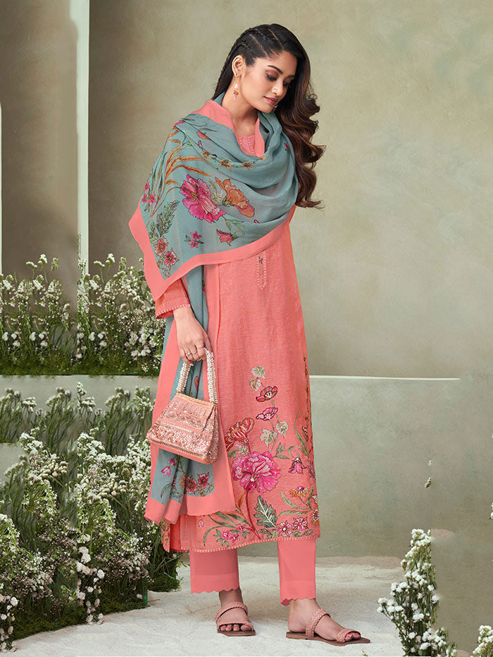 Mahek Pink Unstitched Kurta Set| Shop Saundh