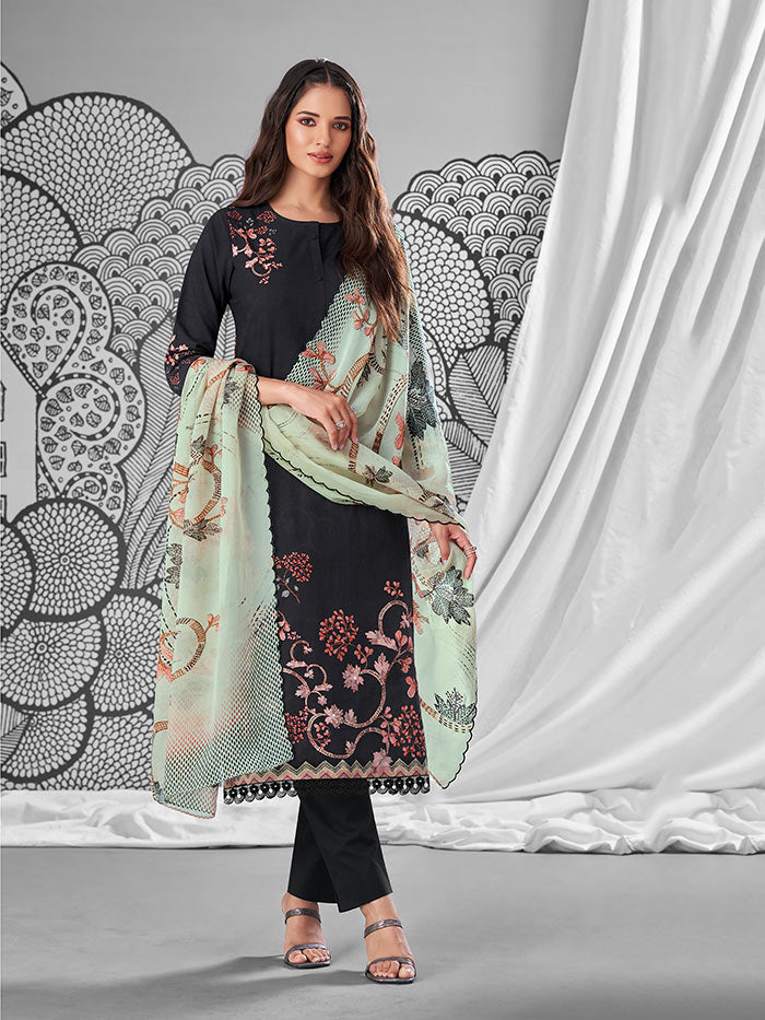 Miraah Unstitched Kurta Set - Black