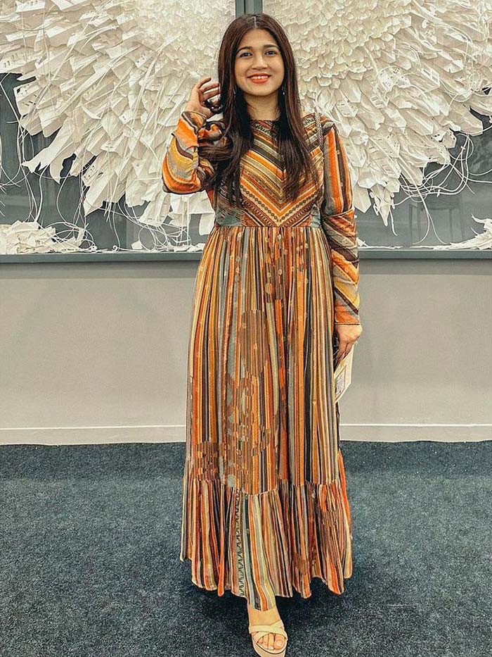 Myoko Brown Long Dress in Fullsleeves
