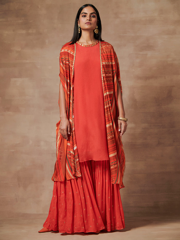 Myoko Red Kurta Set with Jacket