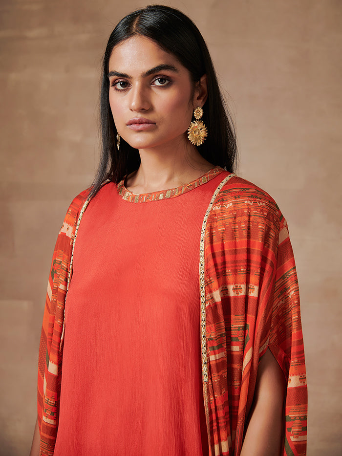 Myoko Red Kurta Set with Jacket