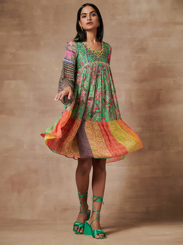 Mizo Green Flared Dress