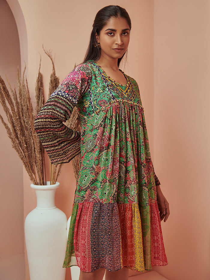 Mizo Green Flared Dress