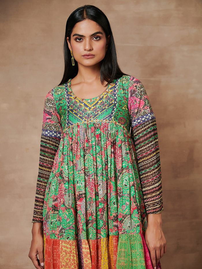 Mizo Green Flared Dress