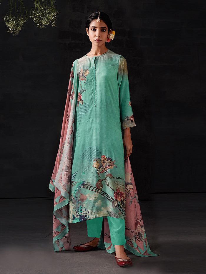 Naaz Blue Unstitched Kurta Set| Shop Saundh