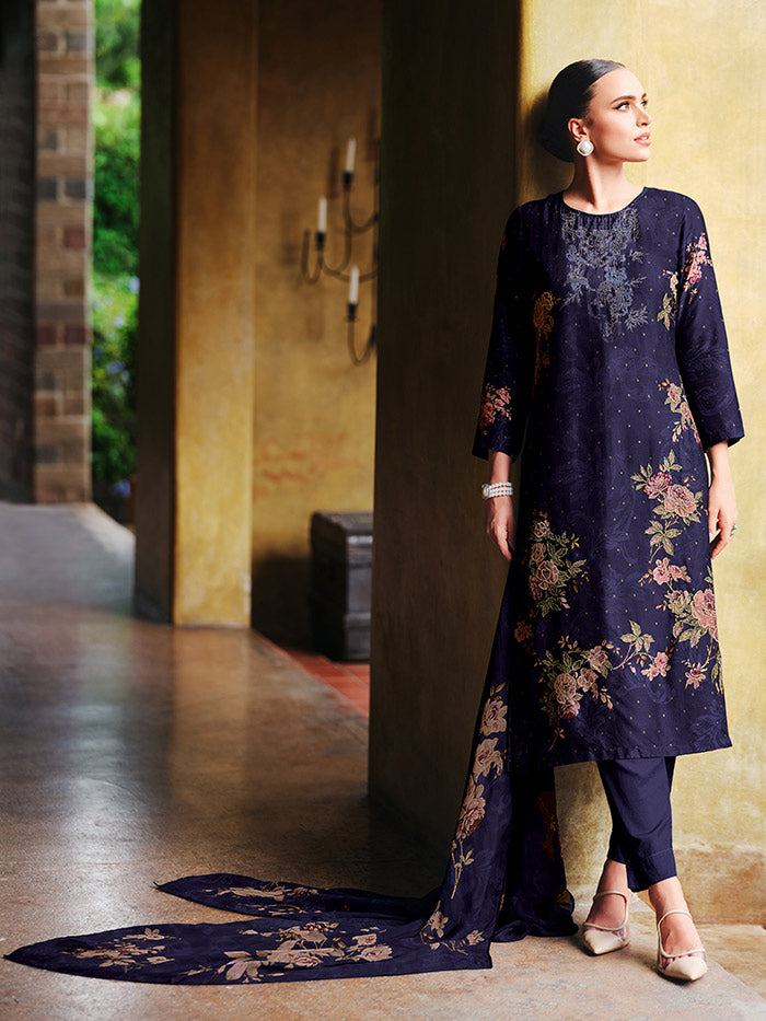 Nitya Blue Unstitched Kurta Set| Shop Saundh