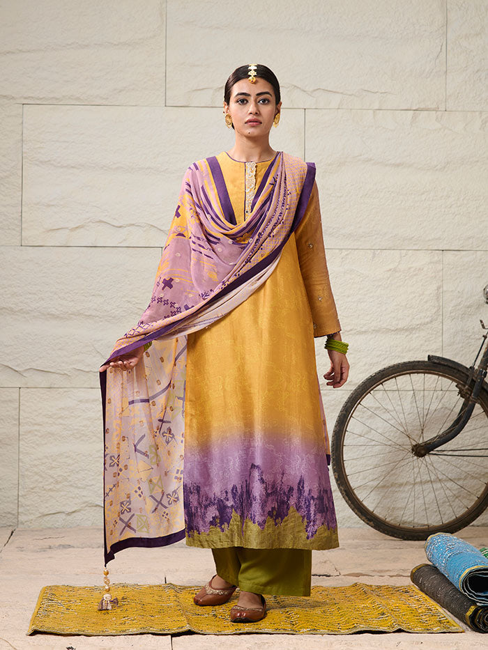 Yellow Ombre Kurta Set | Shop Saundh