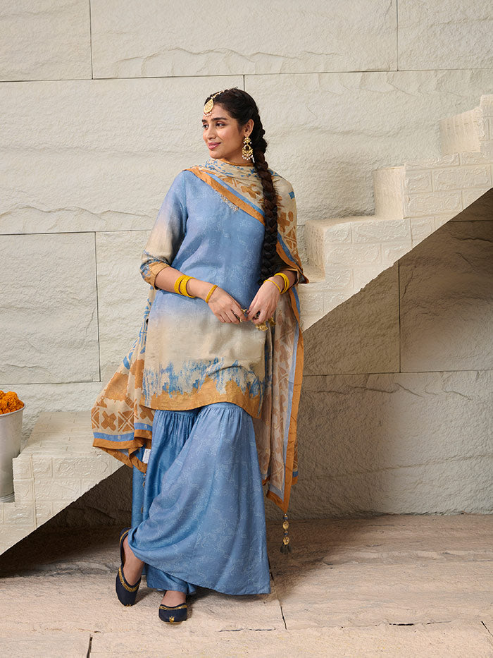 Raha Kurta Set with Dupatta - Blue